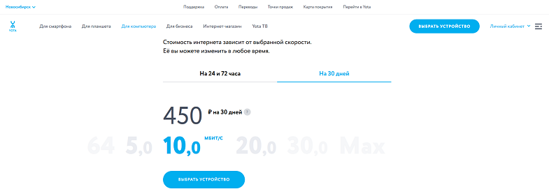 Безлимитный тариф Yota для модема
